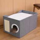 Casinha Gato Casa Cama Caminha Com Arranhador e Bolinha De Pelucia Para Gatos Pet 2 Andares Moderna.