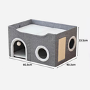 Casinha Gato Casa Cama Caminha Com Arranhador e Bolinha De Pelucia Para Gatos Pet 2 Andares Moderna.